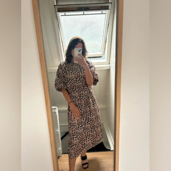H&M Brown Animal Print Midi Dress - Picture 1 of 3